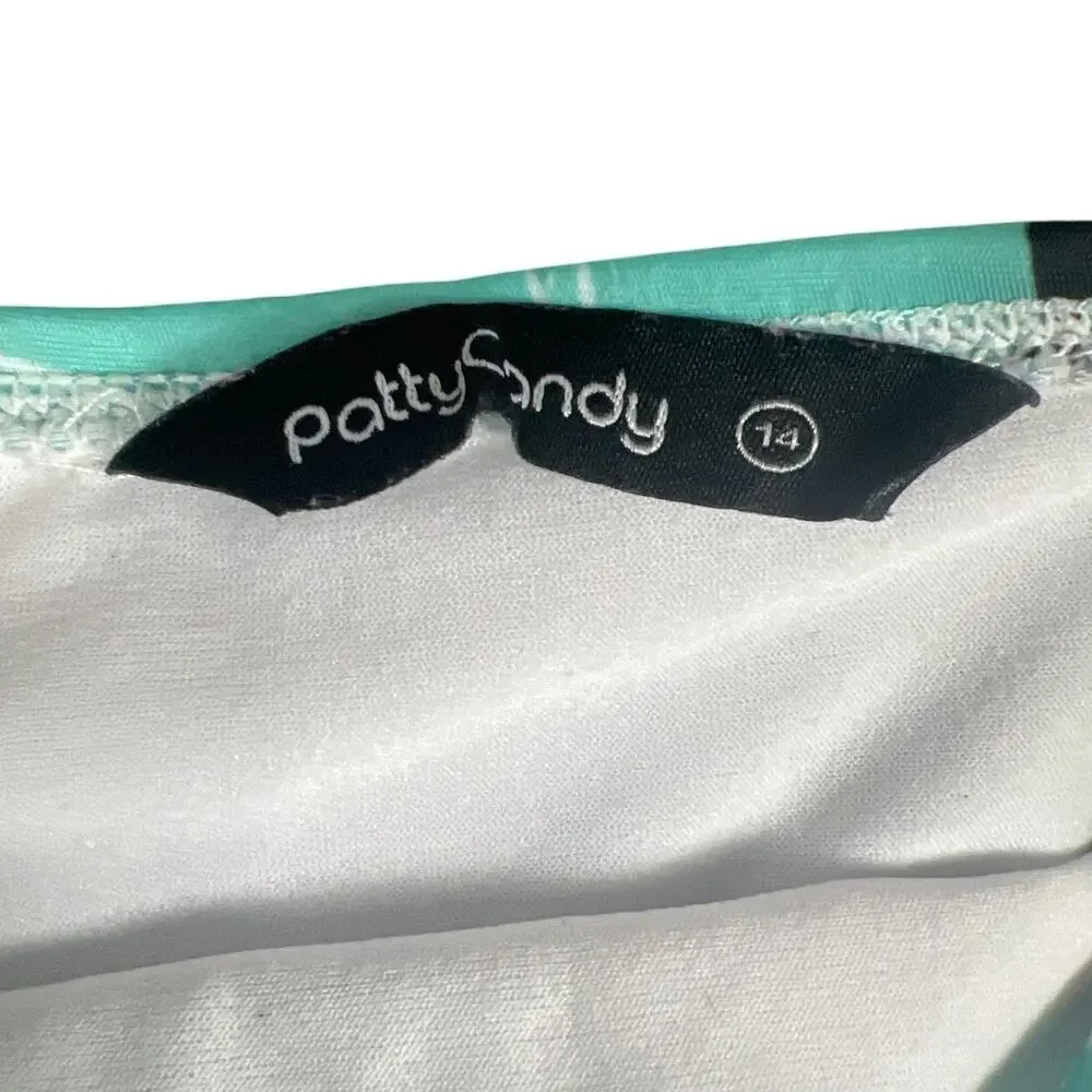 Patty Sandy Cow AOP Teal Swim Bottoms Girls Size 12